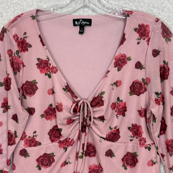 Vtg Self Esteem Babydoll Top Size XL Floral Y2K Stretch Fairy Grunge Whimsigoth - Picture 8 of 16